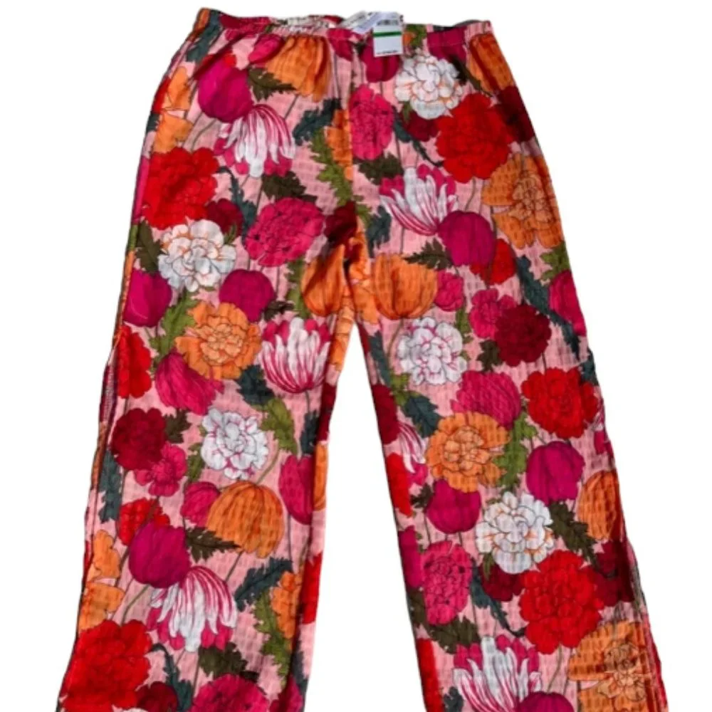 SOLD TRINA TURK NWT Women's SUNNY BLOOM Slit Pant Cover Up Multi Floral Print L - Picture 7 of 13